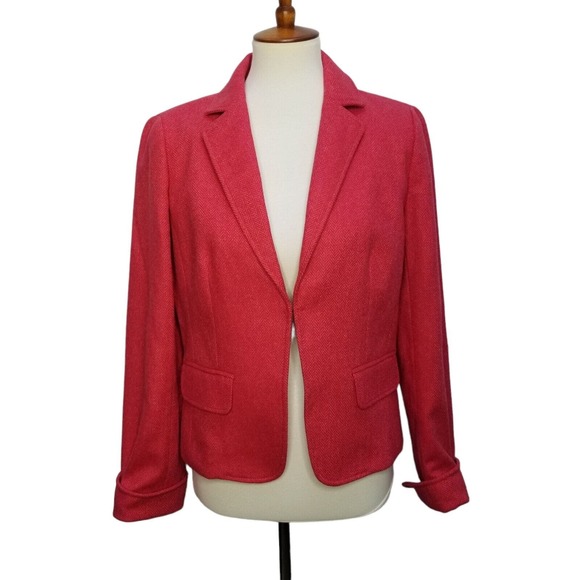 J. Crew Jackets & Blazers - J. Crew Blazer Jacket Women's 10 Orange Herringbone Wool Tweed Ecole Hook Cl